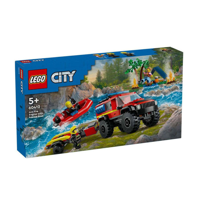 LEGO 4x4 Fire Truck with Rescue Boat City