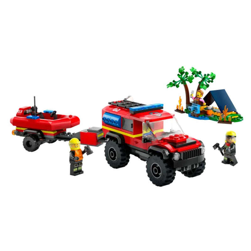 LEGO 4x4 Fire Truck with Rescue Boat City