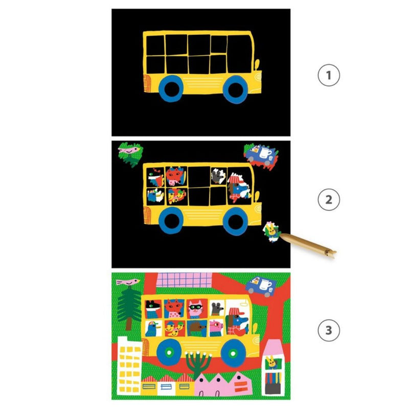 DJECO Learning About Vehicles Scratch Cards