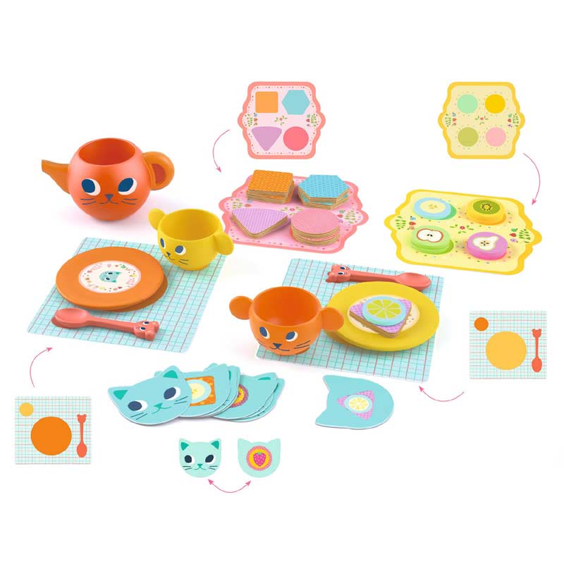 DJECO Greedy Cats Tea Set - Role Play Games