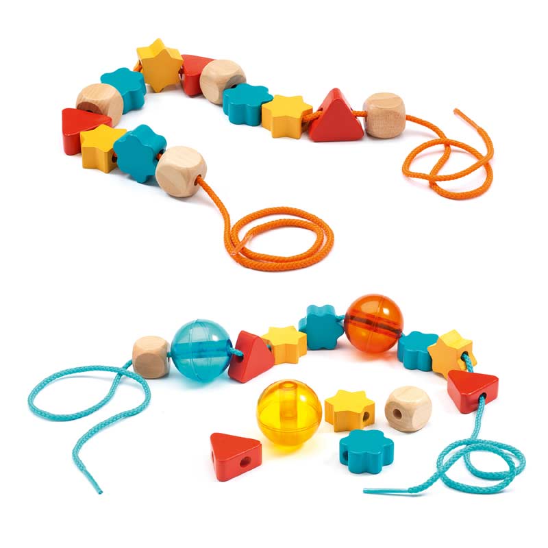 DJECO Wooden beads - Filacolor ball - Early Years Toys