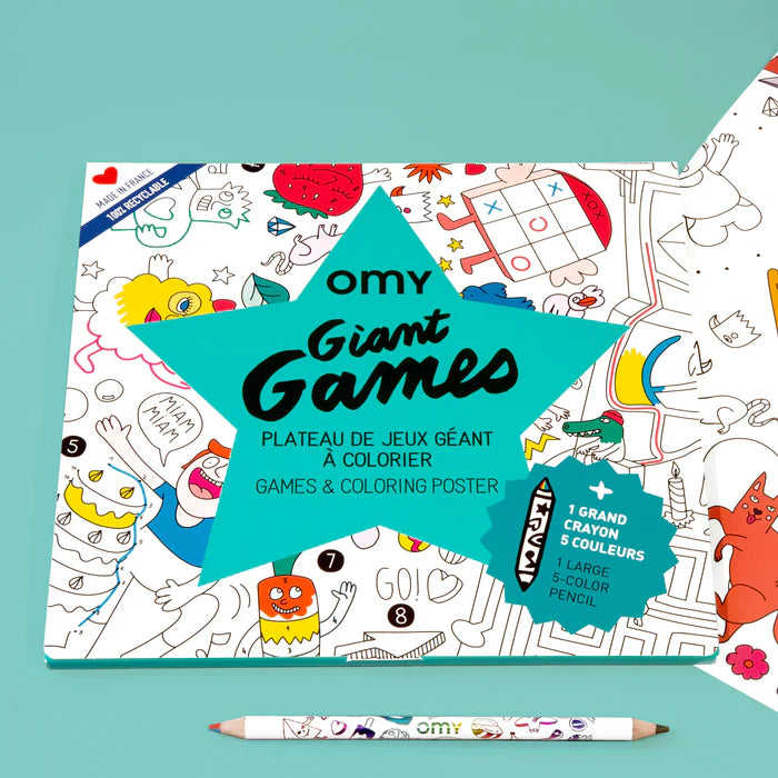 OMY Coloring Poster - Games + 5 Colours Pencil