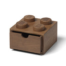 LEGO STORAGE Desk Drawer 4 Knobs 2x2 Wooden Oak Dark Stained