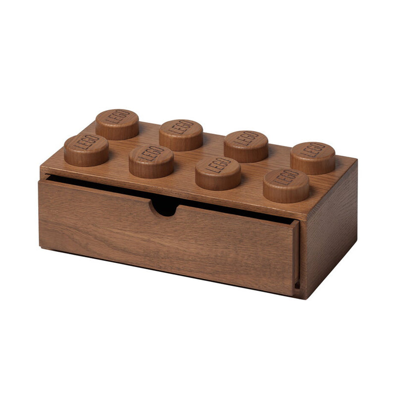 LEGO STORAGE Desk Drawer 8 Knobs 4x2 Wooden Oak Dark Stained