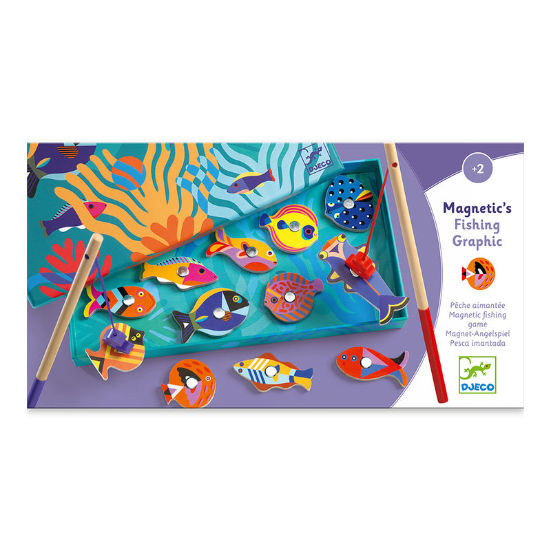 DJECO Fishing Graphic Magnetic Games - Educational Wooden Games