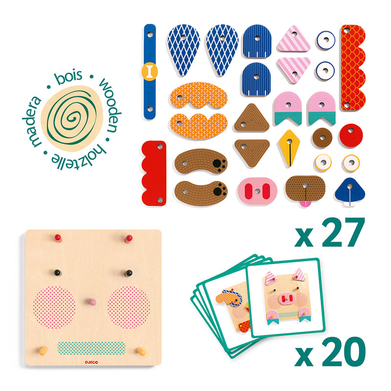 DJECO CreaFaces - Educational Wooden Games
