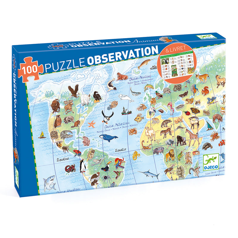 DJECO World's animals + booklet - 100 pcs Puzzles