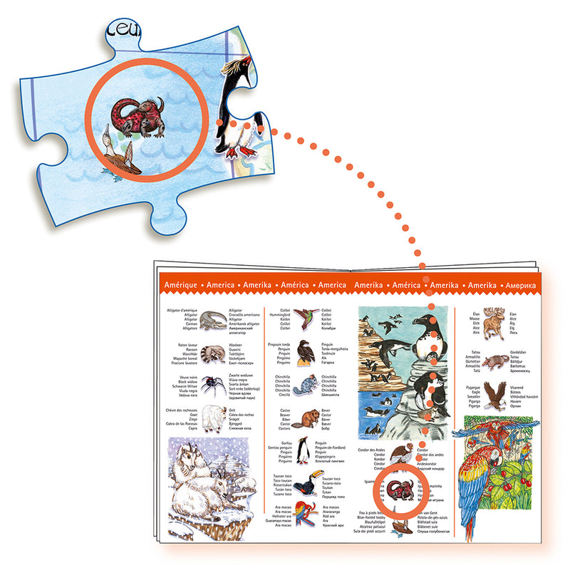 DJECO World's animals + booklet - 100 pcs Puzzles