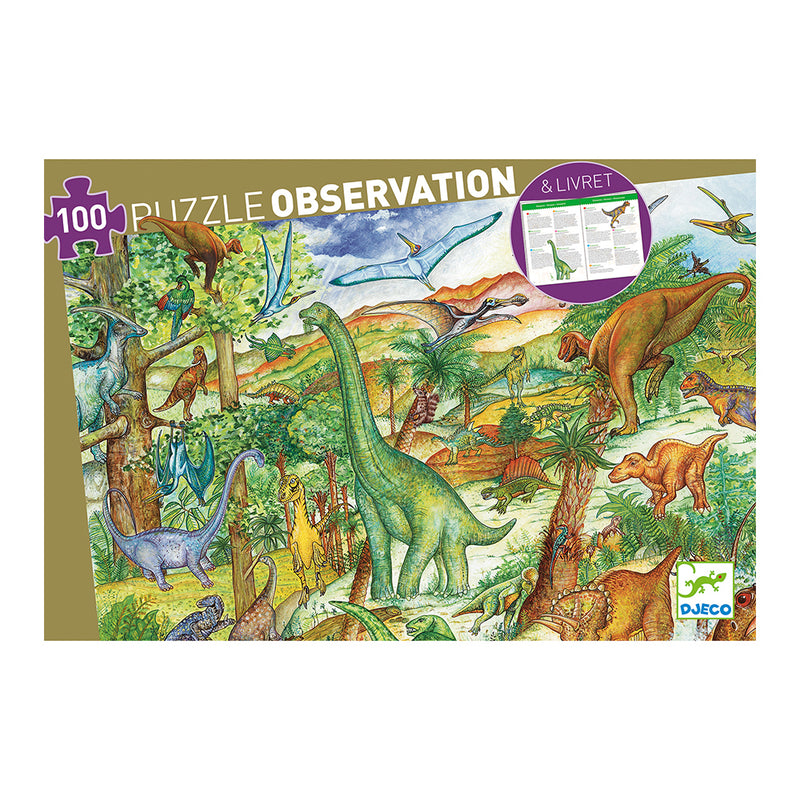 DJECO Dinosaurs + booklet - 100 pcs Puzzles