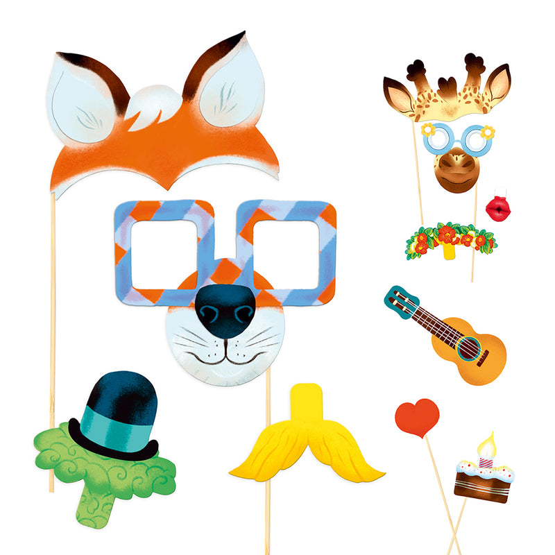 DJECO Animal Party Photo Booth accessories DIY artwork