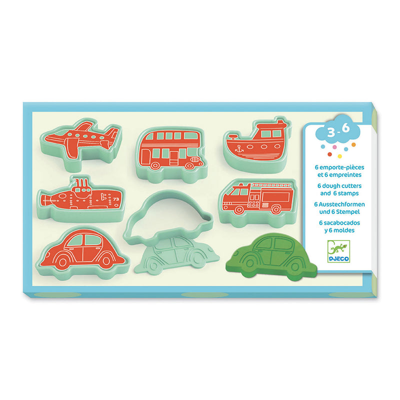 DJECO Vehicles - 6 Press Moulds and Stamps For Young Children