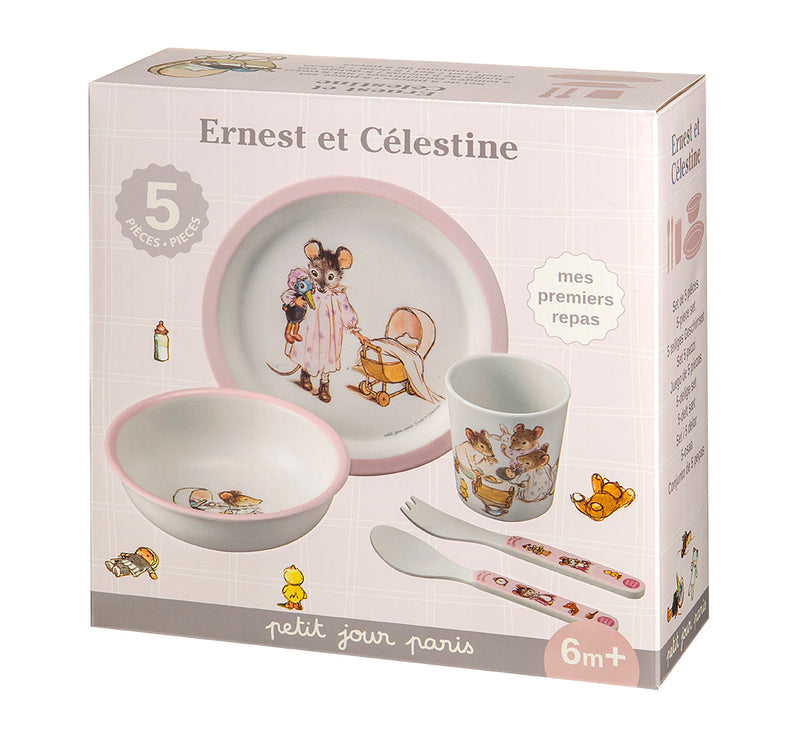 Petit Jour Paris Ernest & Celestine 5-piece Gift Set Pink (Melamine)