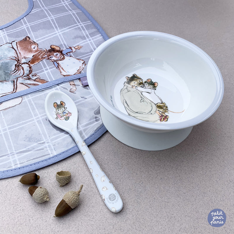 Petit Jour Paris Ernest & Celestine Bowl with Suction Pad & Spoon (Melamine)