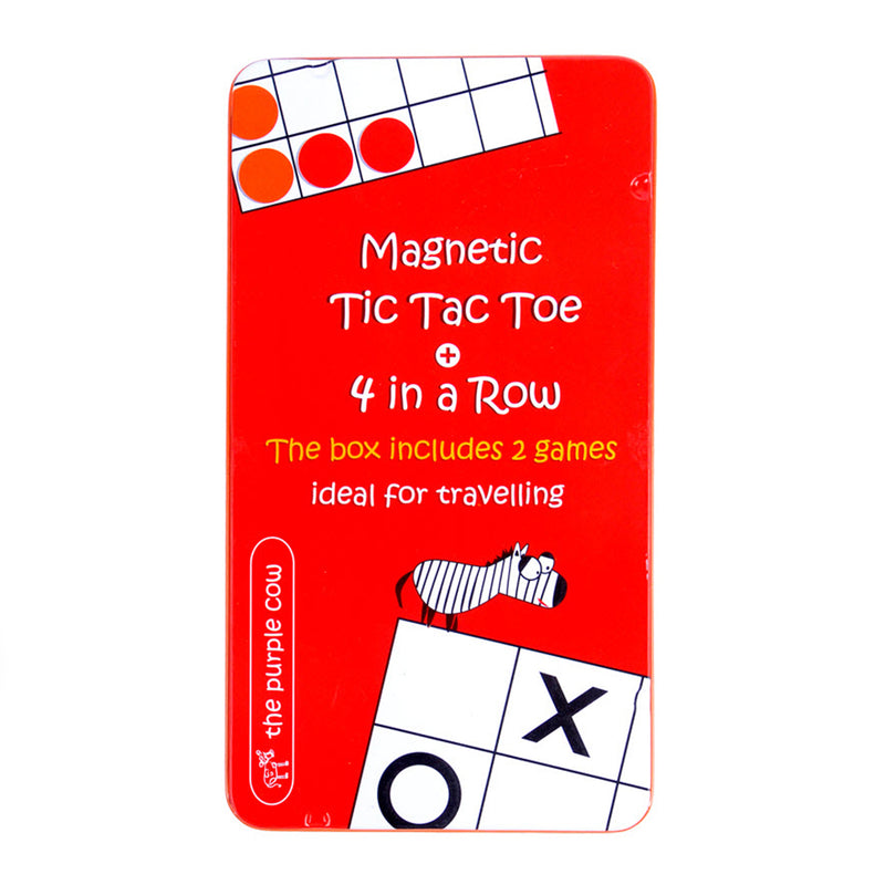 The Purple Cow Magnetic Travel Games: 4 in a Row & Tic Tac Toe