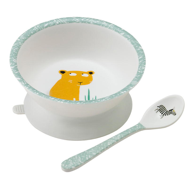 Petit Jour Paris La Savane Bowl w Suction Pad & Spoon (Melamine)